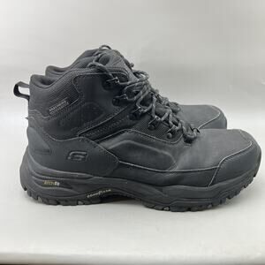 Skechers Arch Fit Waterproof Work Boots Men Size 12 Black Mid Top Soft Toe Shoes